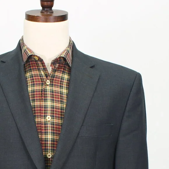 Ralph Lauren 42S Gray Blazer Sport Coat Jacket 2-Button Solid Y136